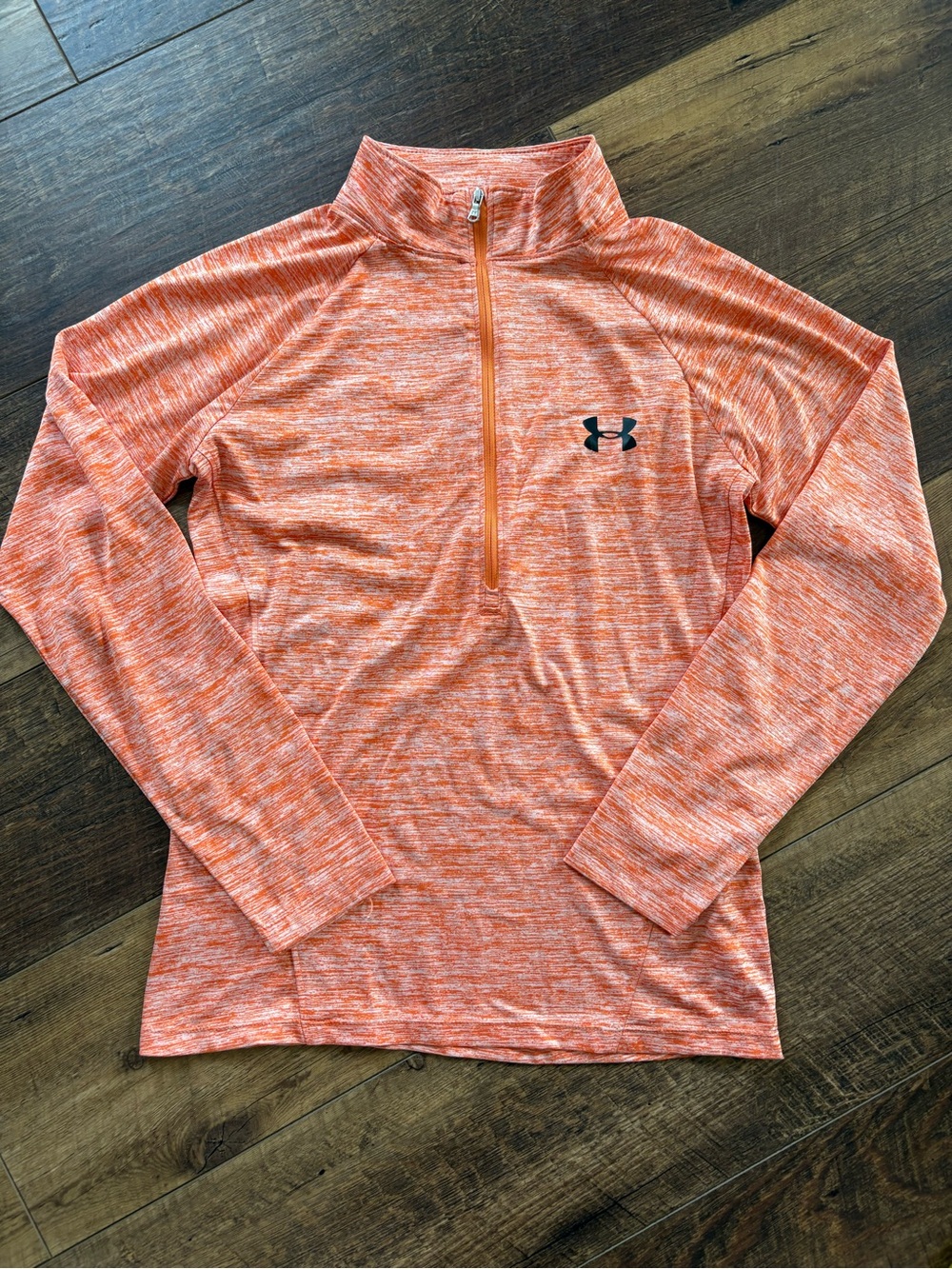Under Armour Heat Gear Women’s Orange Heather 1/4 Zip Athletic Tech Pullover